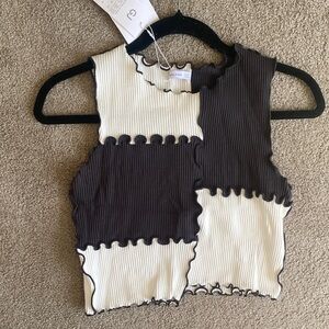 Monochrome Patchwork Crop Top